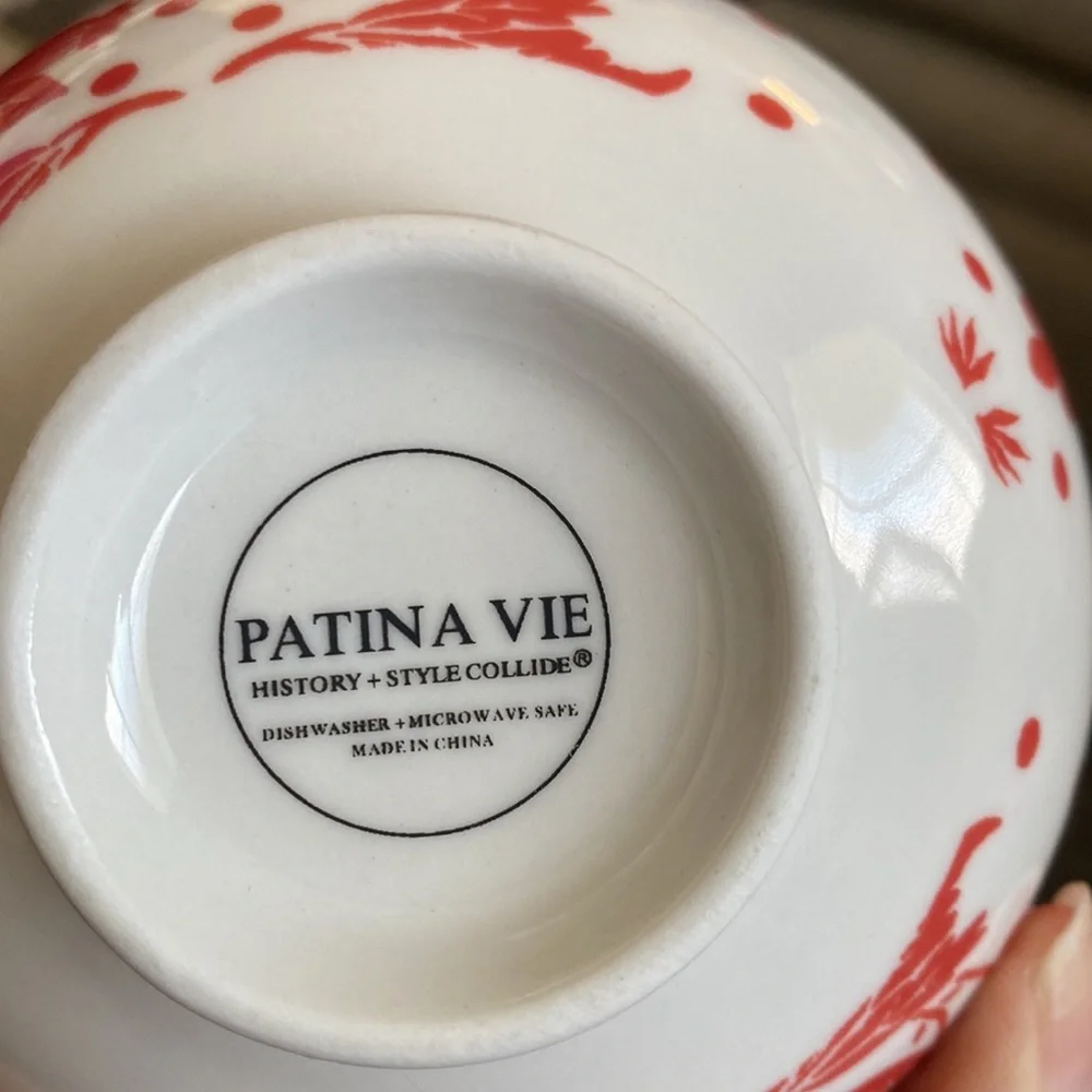 Patina Vie Orange White Ceramic Small Dip Bowls 2pc Set